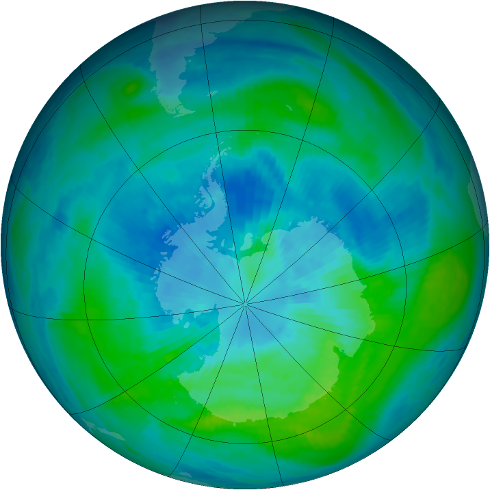 Antarctic ozone map for 22 March 1984